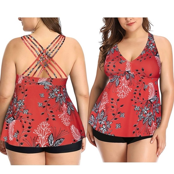 zenebrile Other - Plus Size Tankini Flowy Bathing Suits with Shorts 2 Piece